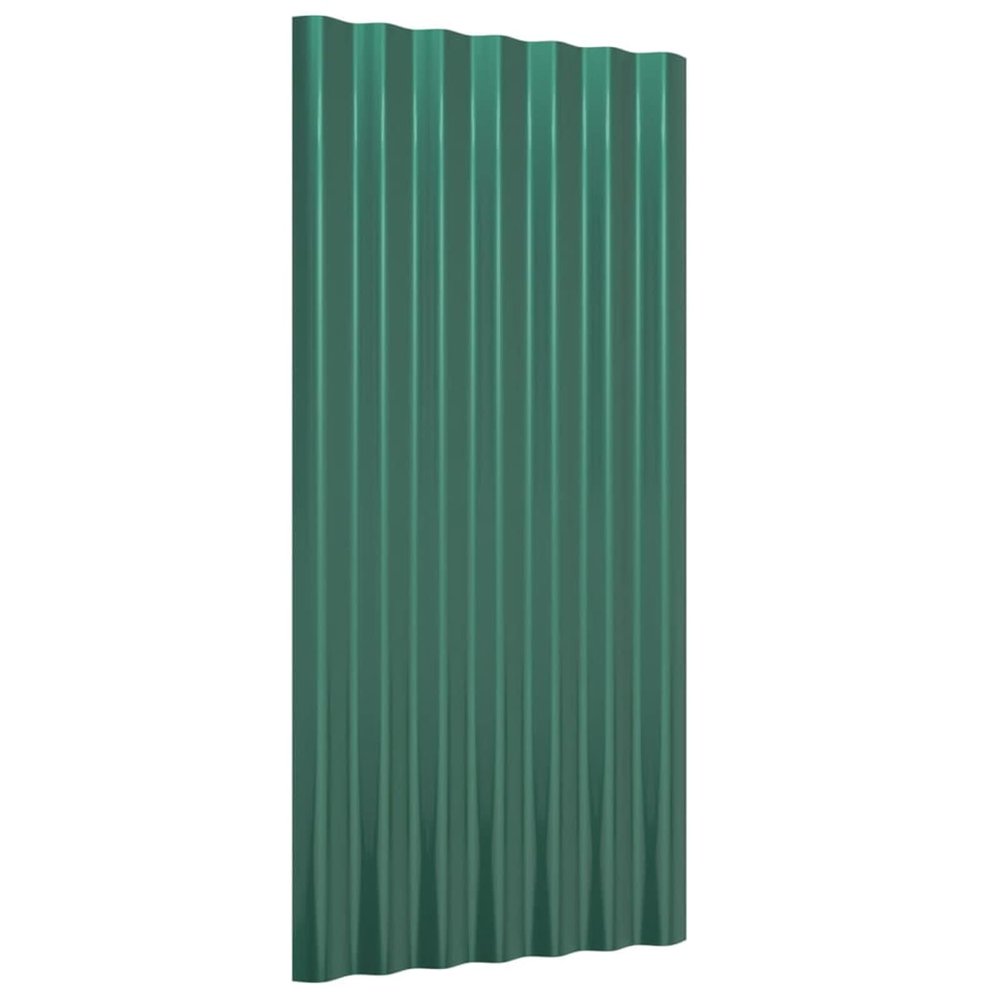 Tidyard 12 Green Powder-Coated Steel Roof Panels, 80 x 36 cm