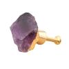 2-Piece Natural Amethyst Powder Crystal Fluorite Gold Pure Copper Cabinet Knobs view 1