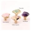 2-Piece Natural Amethyst Powder Crystal Fluorite Gold Pure Copper Cabinet Knobs view 4