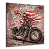 Kunstgestalten24 Harley Wall Art in Vintage USA Style with Flag, Route 66 & Coke, Canvas with Solid Wood Stretcher Frame | 150 x 150 x 4 cm view 1