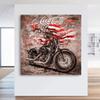 Kunstgestalten24 Harley Wall Art in Vintage USA Style with Flag, Route 66 & Coke, Canvas with Solid Wood Stretcher Frame | 150 x 150 x 4 cm view 2