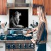 MuchoWow Lion Wildlife Aluminum Kitchen Backsplash, Black & White, 70 × 50 cm view 3