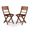 KHG Set of 2 Folding Garden Chairs, Solid Acacia Wood, High Back, Dark Brown view 1