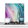 MuchoWow Kitchen Splashback, Aluminum Marble Poster, 90 × 60 cm, Rainbow Color view 1