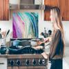 MuchoWow Kitchen Splashback, Aluminum Marble Poster, 90 × 60 cm, Rainbow Color view 2