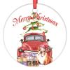 Merry Christmas Red Christmas Truck Pomeranian Ceramic Ornament, Personalized, 2022 Keepsake, 7.6 cm view 1