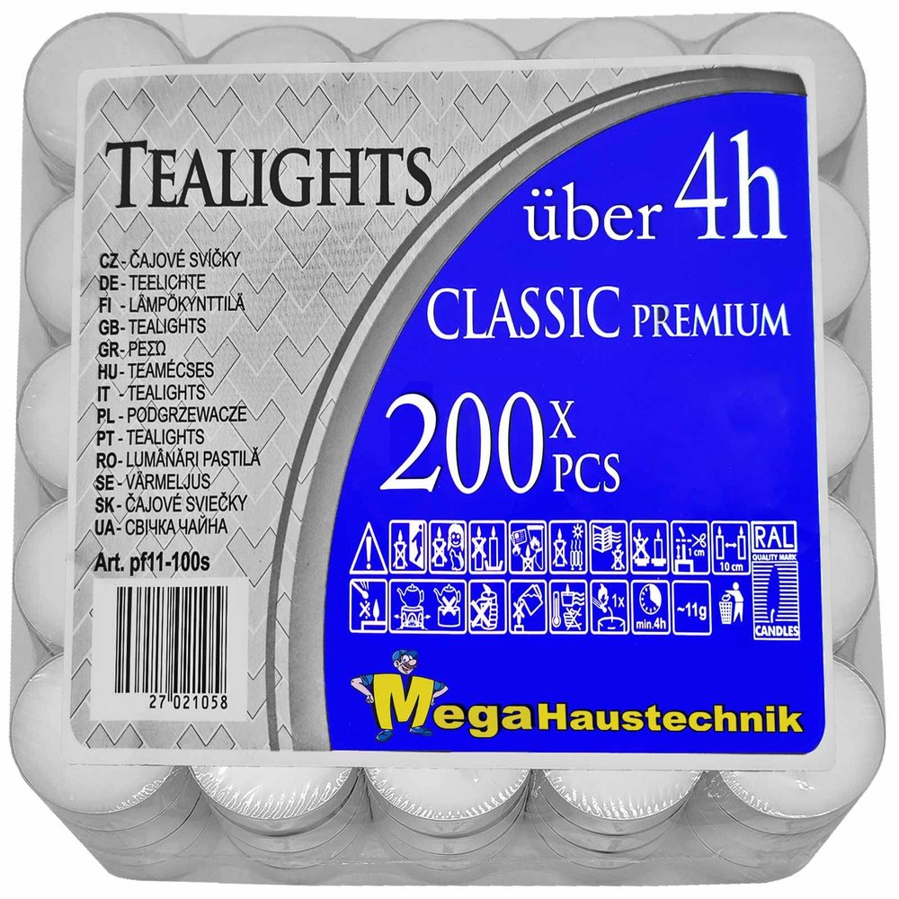 800 White Unscented Tealights, 4+ Hour Burn Time