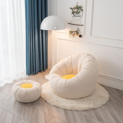 DTLEO Bean Bag Chair Cover and Floor Cushion Storage Bag (Cover Only) for Gaming or Relaxing, Indoor and Outdoor Lounge, Yellow Beige, 32 x 65 x 85 cm