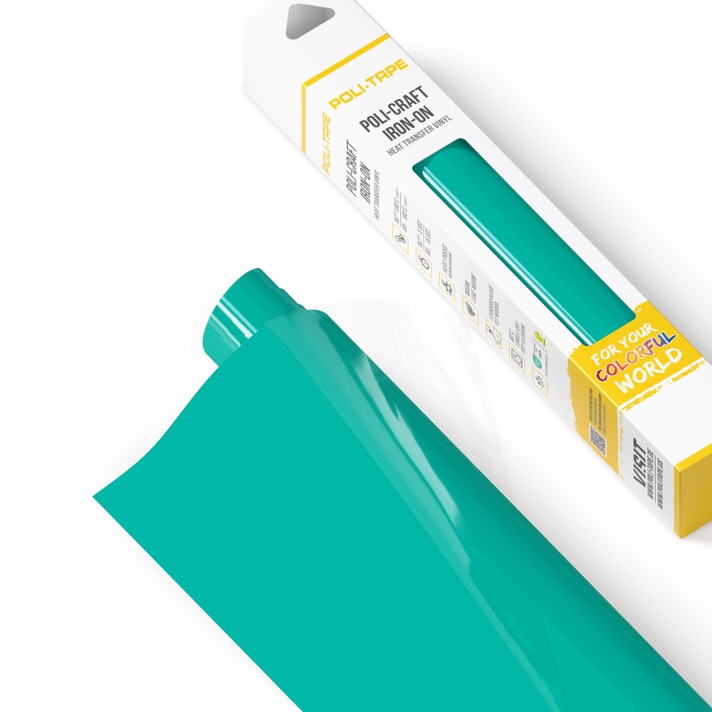 POLI-FLEX TURBO Transfer Film for Textiles, Iron-On Flex Film for DIY Shirts, Matte Water Green, 30.5 cm x 122 cm