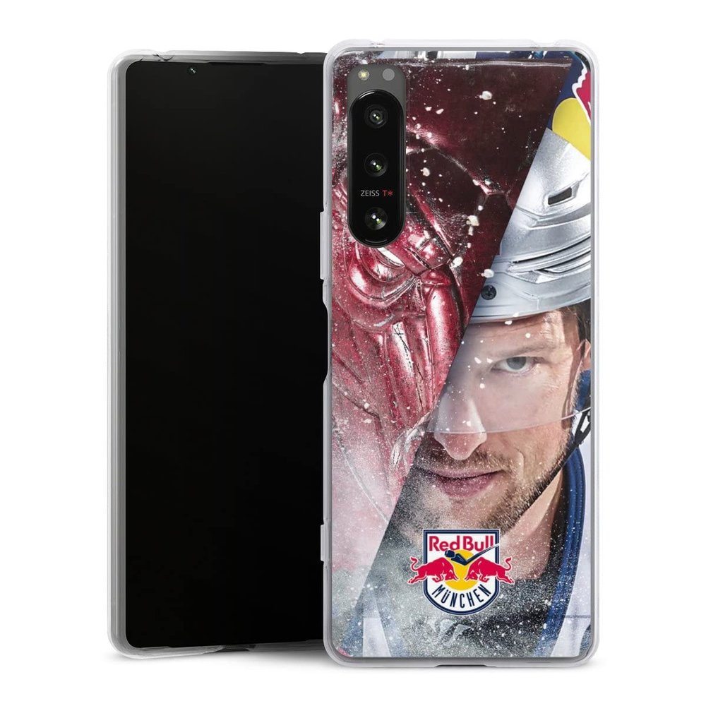 DeinDesign Silicone Case for Sony Xperia X5 IV, Transparent, EHC Red Bull Munich Bull Ice Hockey