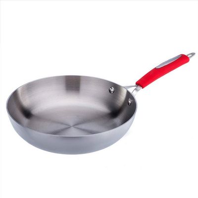 PURRL Stainless Steel Frying Pan with Silicone Handle, Silver