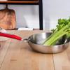PURRL Stainless Steel Frying Pan with Silicone Handle, Silver view 3