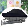 ELVONS Boat Cover with Elastic Hem, 420D Dustproof and Breathable Oxford Fabric, Black, 21–24 ft (732 × 300 cm) view 2