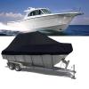 ELVONS Boat Cover with Elastic Hem, 420D Dustproof and Breathable Oxford Fabric, Black, 21–24 ft (732 × 300 cm) view 3