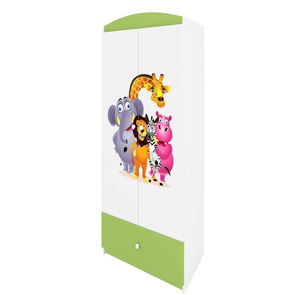 Babydream Zoo Wardrobe, Particleboard, 90 x 57 x 187 cm, Green