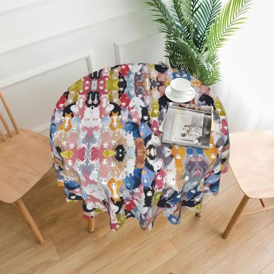 Colorful Cartoon Horse Tablecloth, Waterproof, Wrinkle-Resistant, 60 in, for Indoor and Outdoor Use