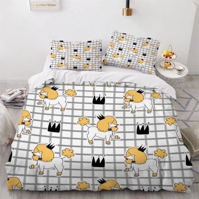 VASENA 3-Piece Bedding Set, 155 x 220 cm, Japanese-Style Cartoon Puppy Design