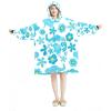 Wearable Blanket Hoodie, Elephant Blue Pattern, Oversized Hooded Blanket Sweatshirt, Multicolor, One Size view 1