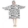 Portable Hooded Blanket Sweatshirt, Red and Green Plaid with White Lines, Oversized, Multicolor, One Size view 1