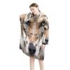 Wolf Animal Wearable Blanket Hoodie, Oversized Hooded Sweatshirt for Women, Multicolor, One Size view 1