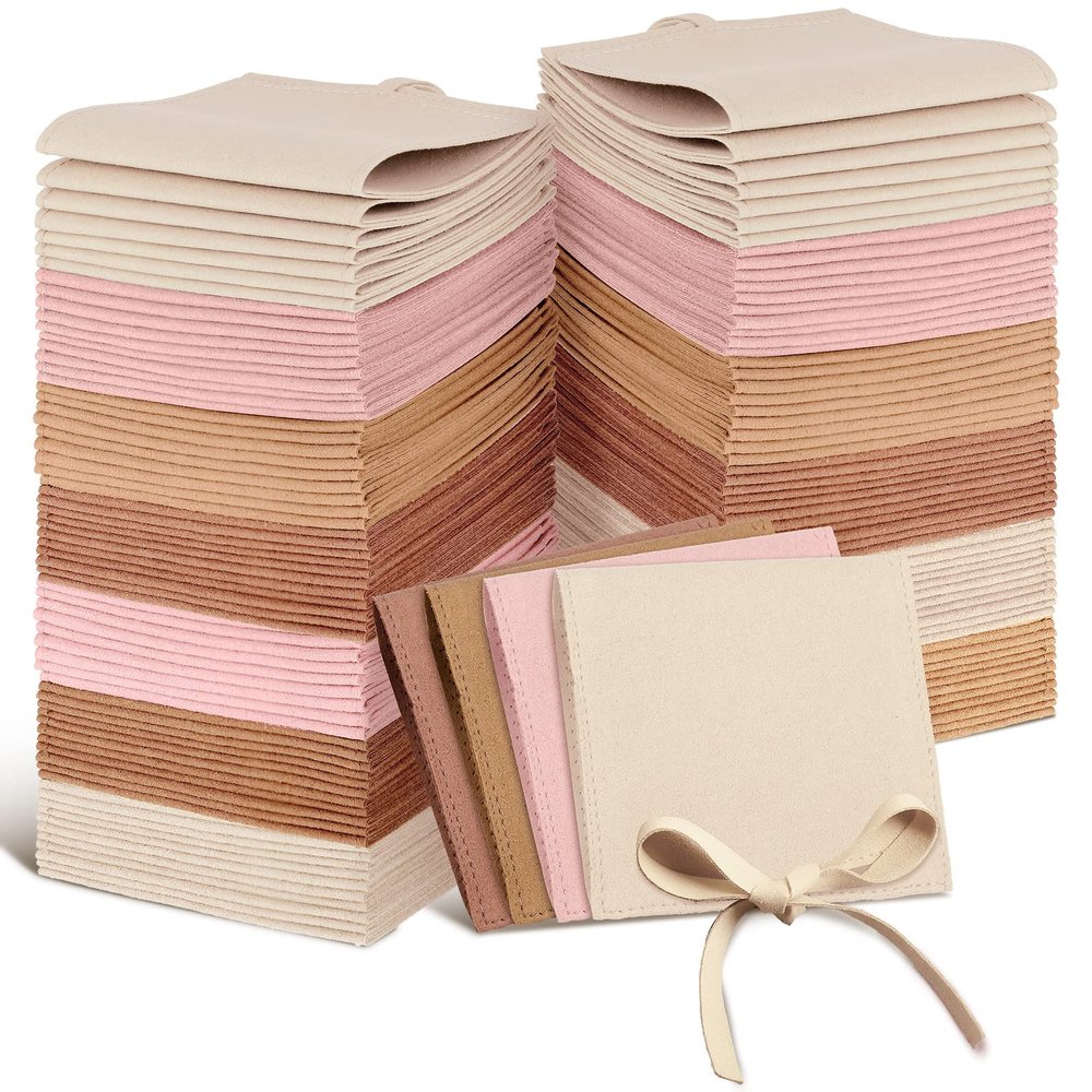 Sotiff 8 cm Microfiber Jewelry Bags, 4 Colors, 80-Pack