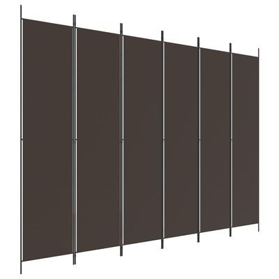 vidaXL 6-Panel Room Divider, Brown Fabric, 300 x 220 cm
