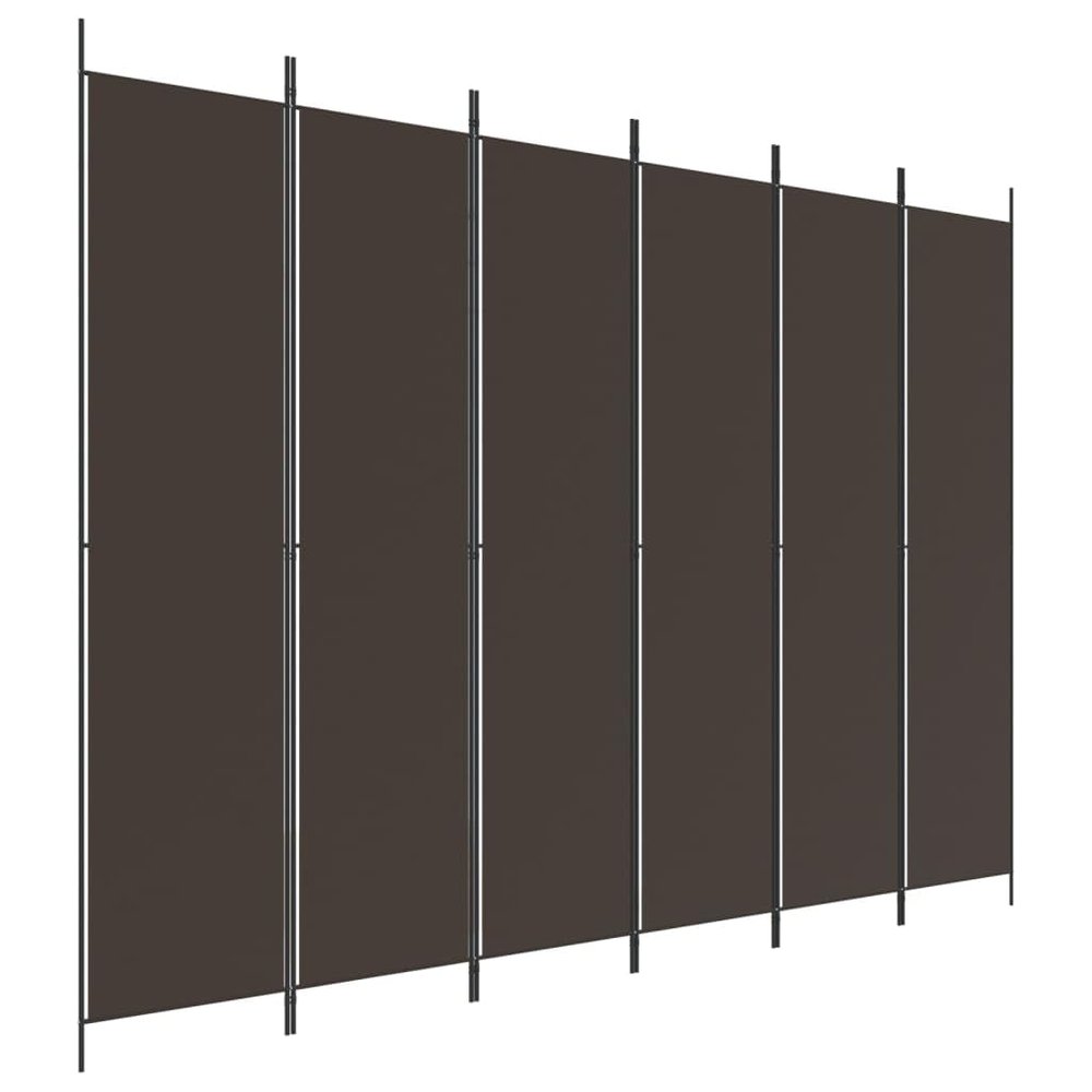 vidaXL 6-Panel Room Divider, Brown Fabric, 300 x 220 cm