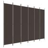 vidaXL 6-Panel Room Divider, Brown Fabric, 300 x 220 cm view 1