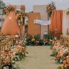 2-Panel Chiffon Wedding Arch Draping, 28 in x 200 ft, Beige view 3