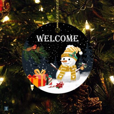 Welcome Winter Snowman Personalized Christmas Ornament