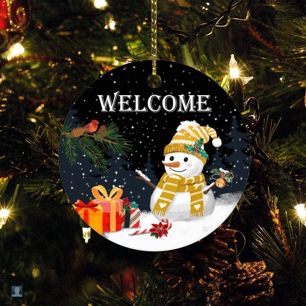Welcome Winter Snowman Personalized Christmas Ornament