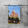 VTGCLT France Paris Vintage Travel Poster, Sacré-Cœur Basilica, Castle, Tree, Blue Sky and Bird Canvas Wall Art, 20 x 30 cm view 3