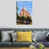 VTGCLT France Paris Vintage Travel Poster, Sacré-Cœur Basilica, Castle, Tree, Blue Sky and Bird Canvas Wall Art, 20 x 30 cm view 4