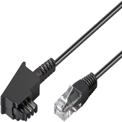 goobay 60660 DSL/ADSL/VDSL Router and Telephone Cable, TAE-F to RJ45 (8P2C), Black, 20 m