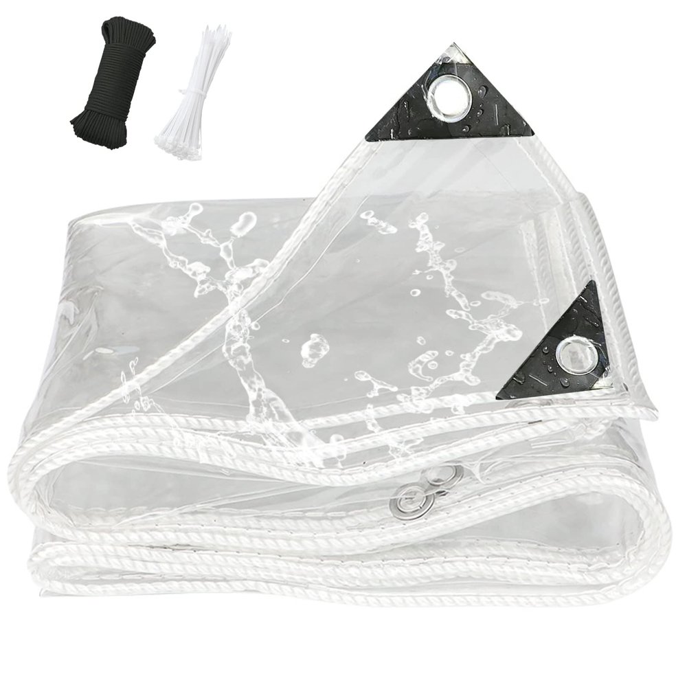 6 x 3.8 m Transparent Waterproof PVC Tarp, 450 g/m²