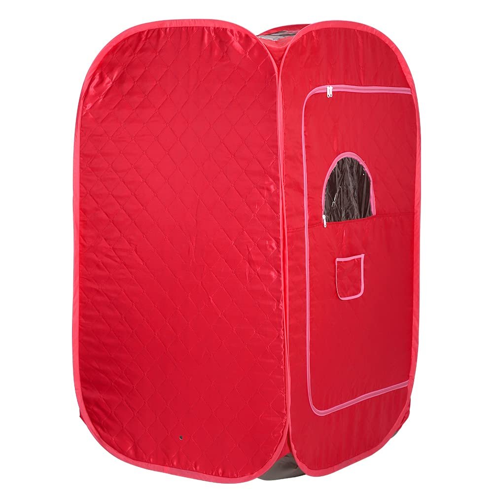 Foldable Personal Steam Sauna Cabin with Remote Control, Red, 80 x 80 x 135 cm
