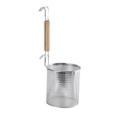 HIHELO Stainless Steel Frying Skimmer with Wooden Handle, 14 cm