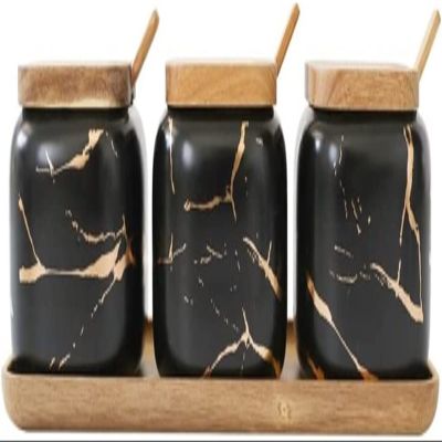 TATSEN Ceramic Spice Jar Set for Salt, MSG and Seasonings