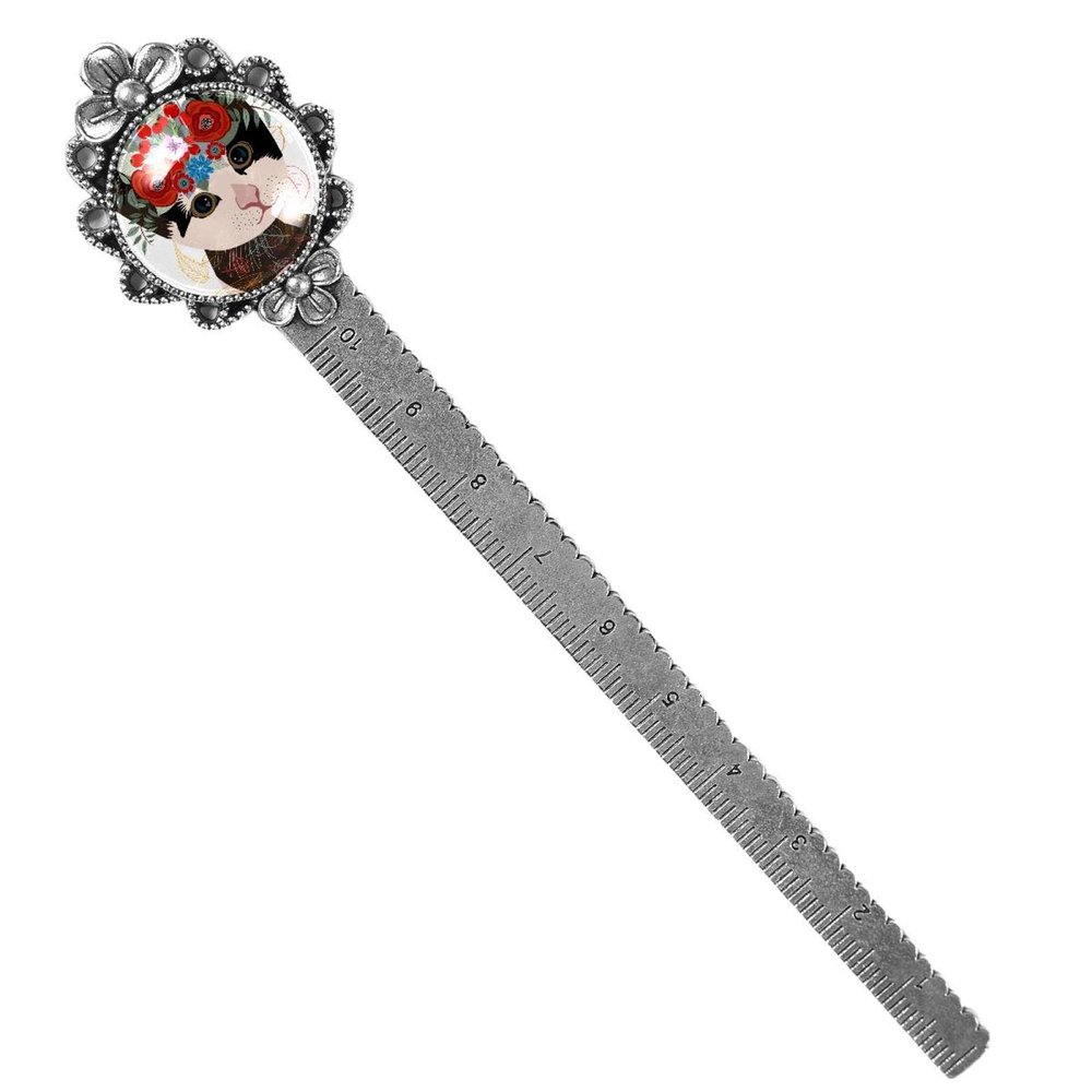 Metal Bookmark for Men and Women, Book Lovers, Cute Cat, Flower Princess