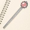 Metal Bookmark with White Diamond Star and Pink Background view 3