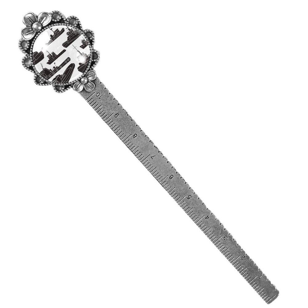 Black and White Tugboat Clipart Bookmark, Metal Bookmark for Men and Women, Book Lovers
