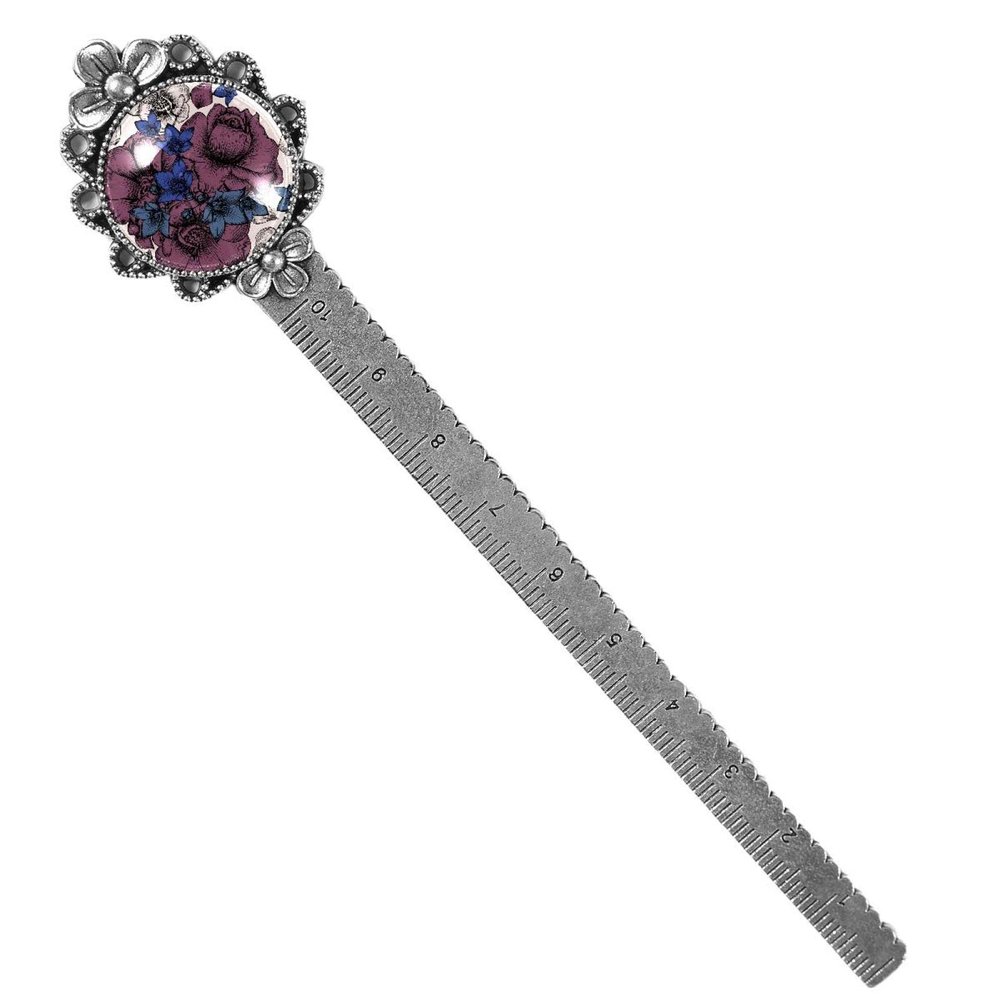Vintage Metal Bookmark with Floral Engraving for Book Lovers