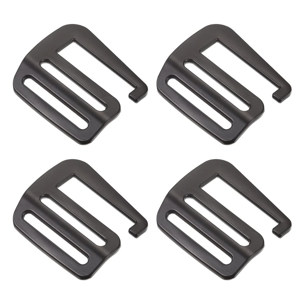 sourcing map 4-Pack Metal G-Hook Slider Buckles, 1.5"/38 mm, Matte Black