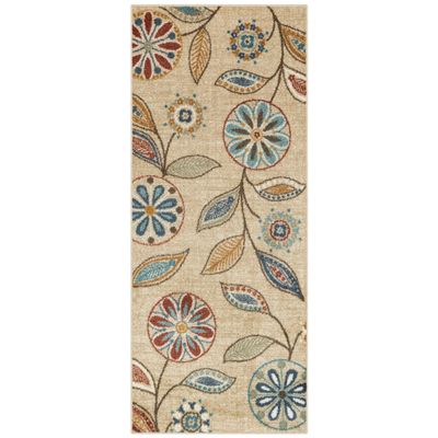 Maples Rugs Reggie Runner, Floral Pattern, Washable, Non-Slip, Beige, 60 x 150 cm