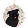 Black Pug Style 1 Christmas Ceramic Ornament view 1