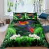 Tropical Birds Watercolor Hummingbird and Flowers Twin Duvet Cover, Exotic Wildlife White Abstract Polyester Bedding view 1
