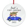 First Christmas Personalized Acrylic Ornament – Red Truck with Tree, 7.6 cm view 1