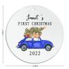 First Christmas Personalized Acrylic Ornament – Red Truck with Tree, 7.6 cm view 2