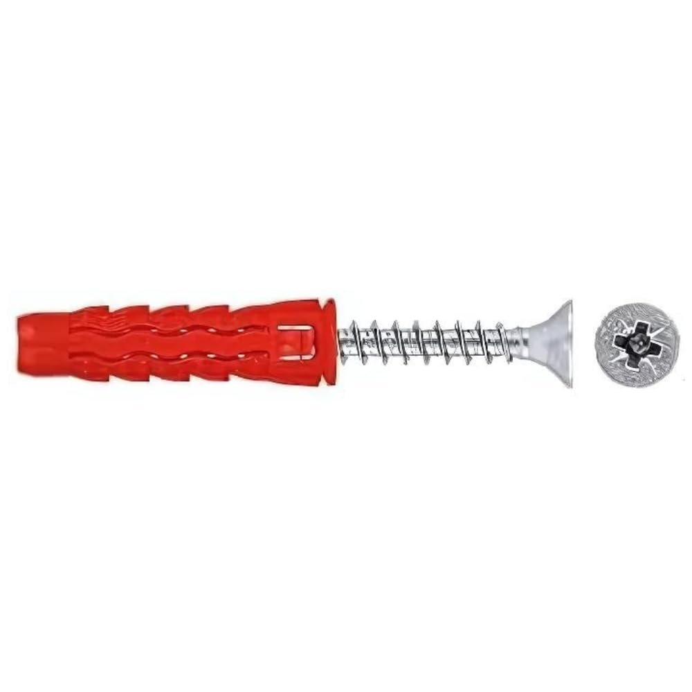 Avalon Universal Nylon Wall Plugs with Countersunk Screws, 50 Count, 10 x 60 x 70 mm
