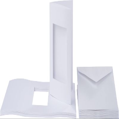 VBS Rectangular Mat Cards A6, 40-Piece Set, 20 Cards and 20 Envelopes
